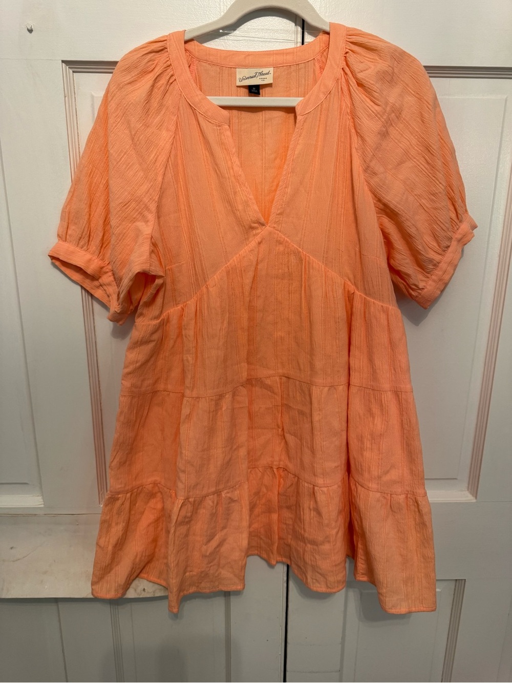 Universal Thread Peach Mini Tiered V-Neck Dress